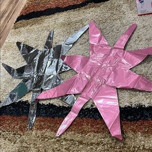 Balloons Qty 2 Pink & Silver Star-Shaped Party Balloons Birthday Decoration NWOT